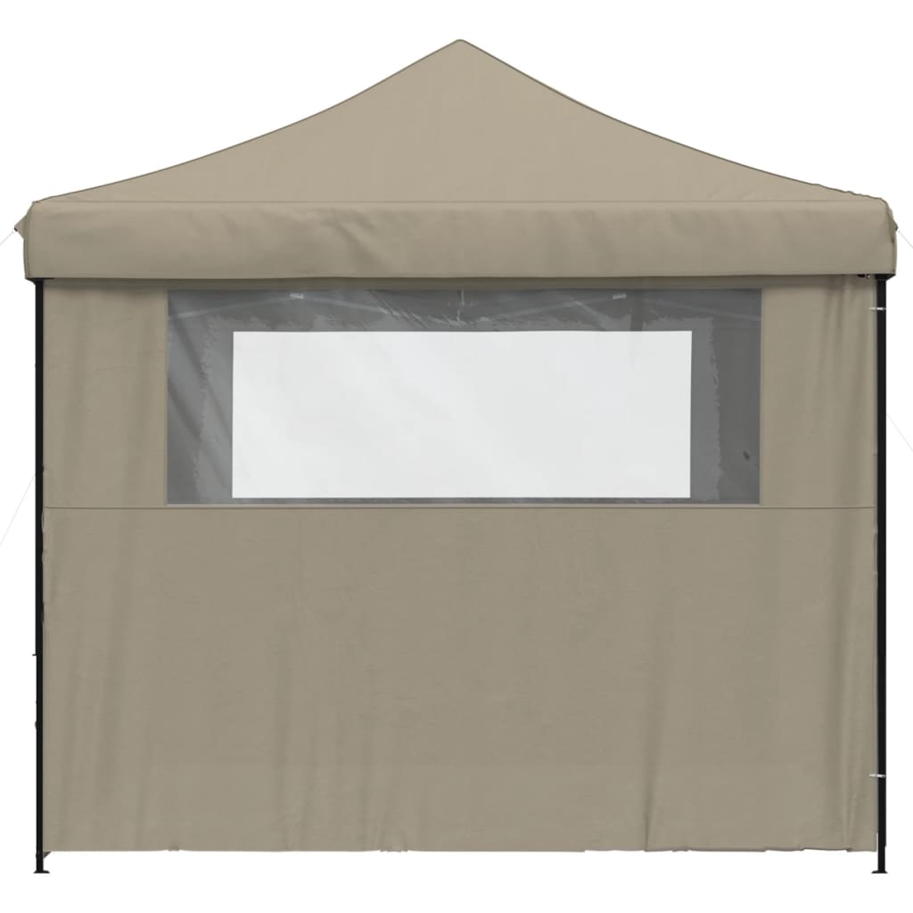 vidaXL Foldable Party Tent Pop-Up with 4 Sidewalls Taupe