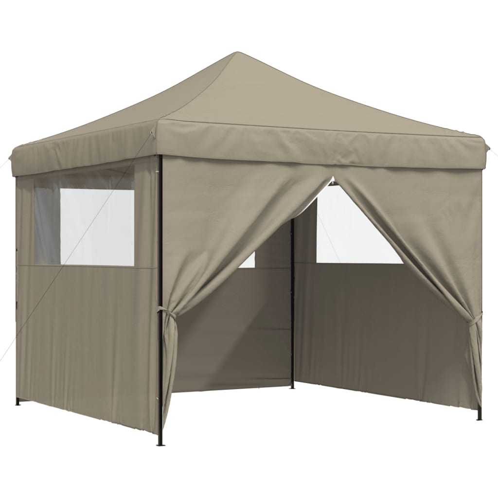 vidaXL Foldable Party Tent Pop-Up with 4 Sidewalls Taupe