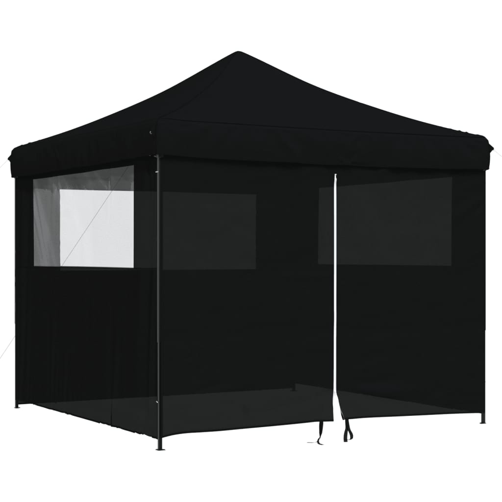 vidaXL Foldable Party Tent Pop-Up with 4 Sidewalls Black