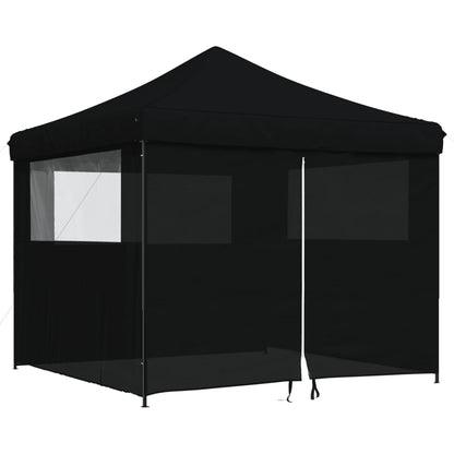 vidaXL Foldable Party Tent Pop-Up with 4 Sidewalls Black