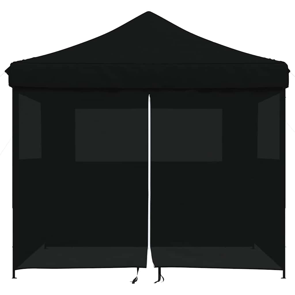vidaXL Foldable Party Tent Pop-Up with 4 Sidewalls Black