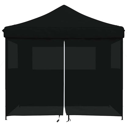 vidaXL Foldable Party Tent Pop-Up with 4 Sidewalls Black