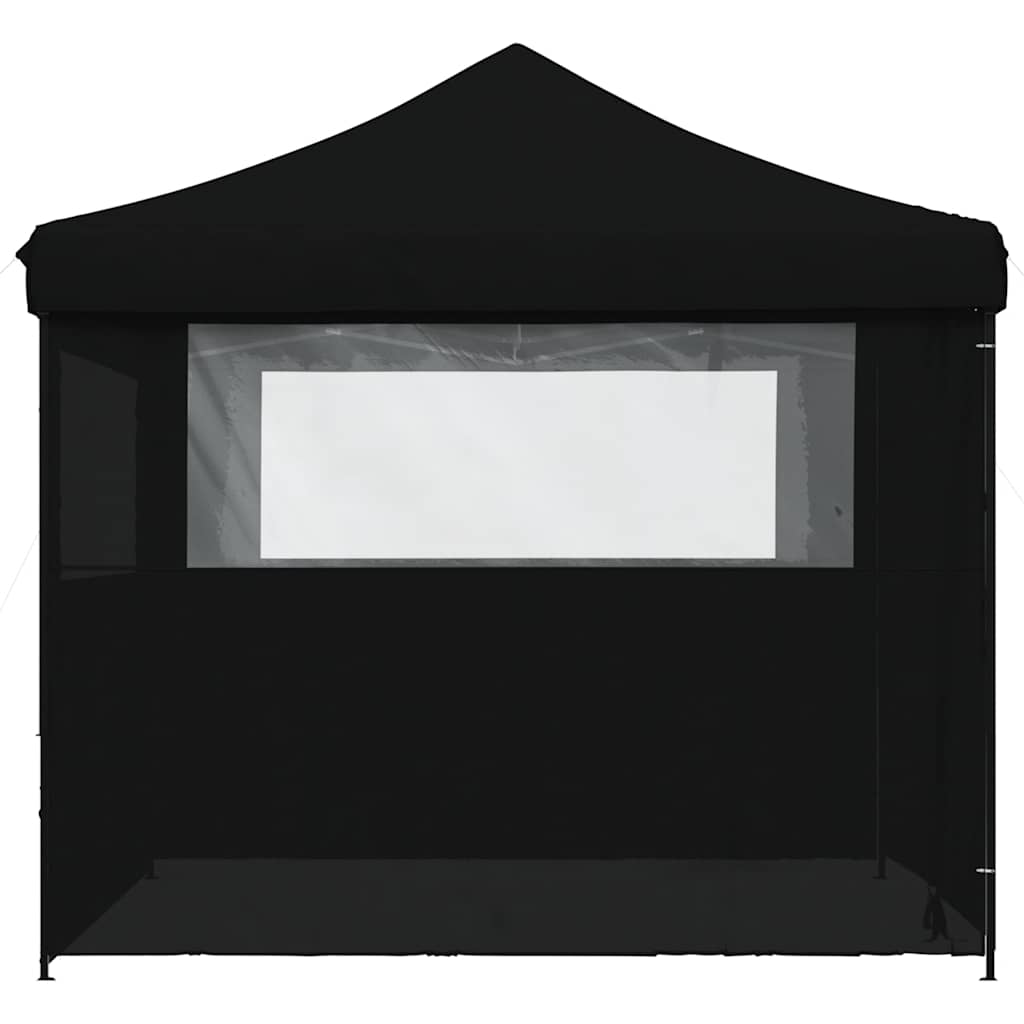 vidaXL Foldable Party Tent Pop-Up with 4 Sidewalls Black