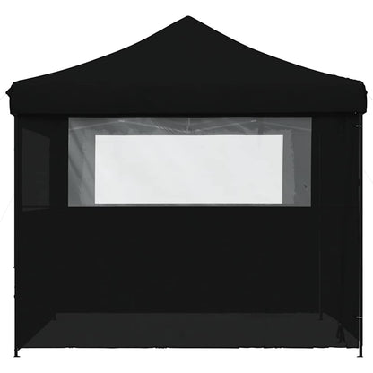 vidaXL Foldable Party Tent Pop-Up with 4 Sidewalls Black