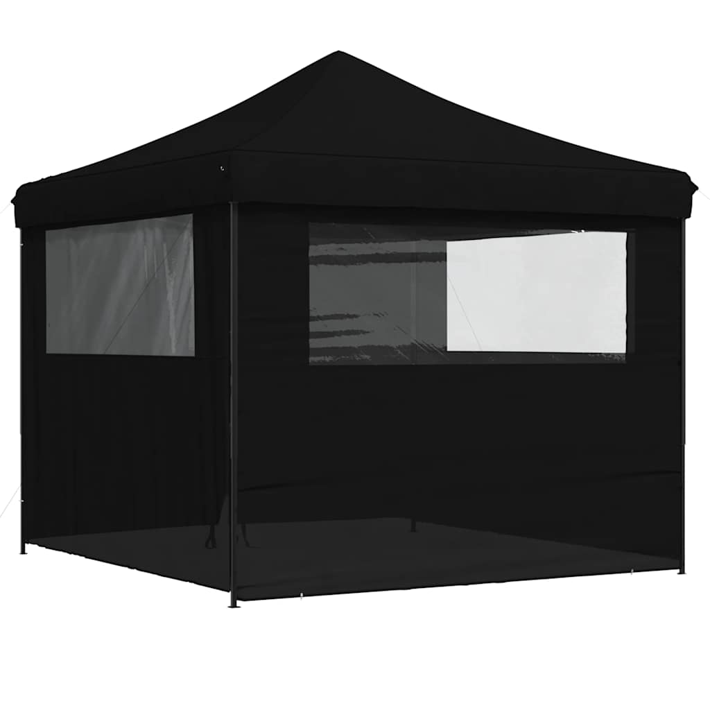 vidaXL Foldable Party Tent Pop-Up with 4 Sidewalls Black