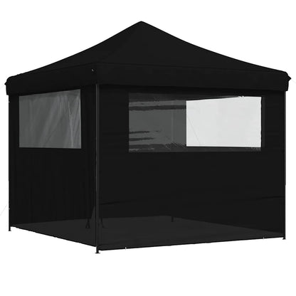 vidaXL Foldable Party Tent Pop-Up with 4 Sidewalls Black
