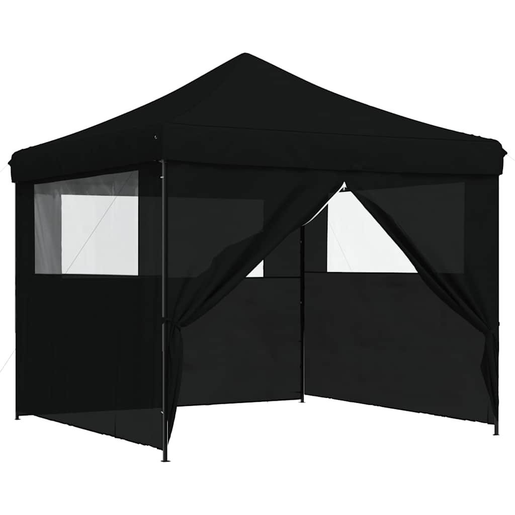 vidaXL Foldable Party Tent Pop-Up with 4 Sidewalls Black
