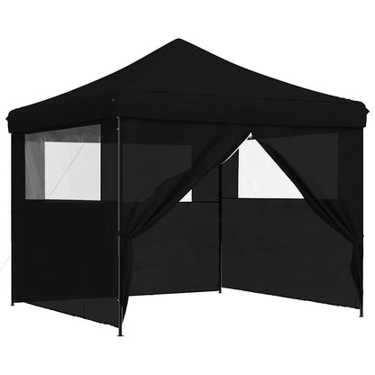 vidaXL Foldable Party Tent Pop-Up with 4 Sidewalls Black