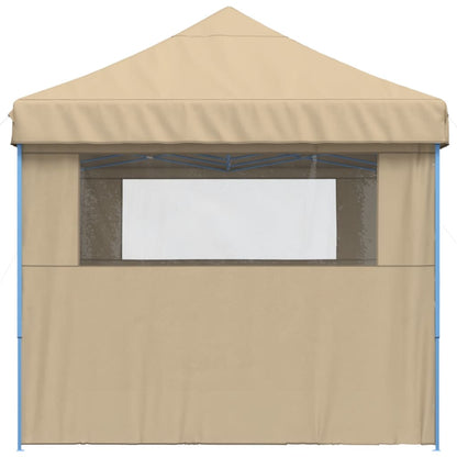 vidaXL Foldable Party Tent Pop-Up with 3 Sidewalls Beige