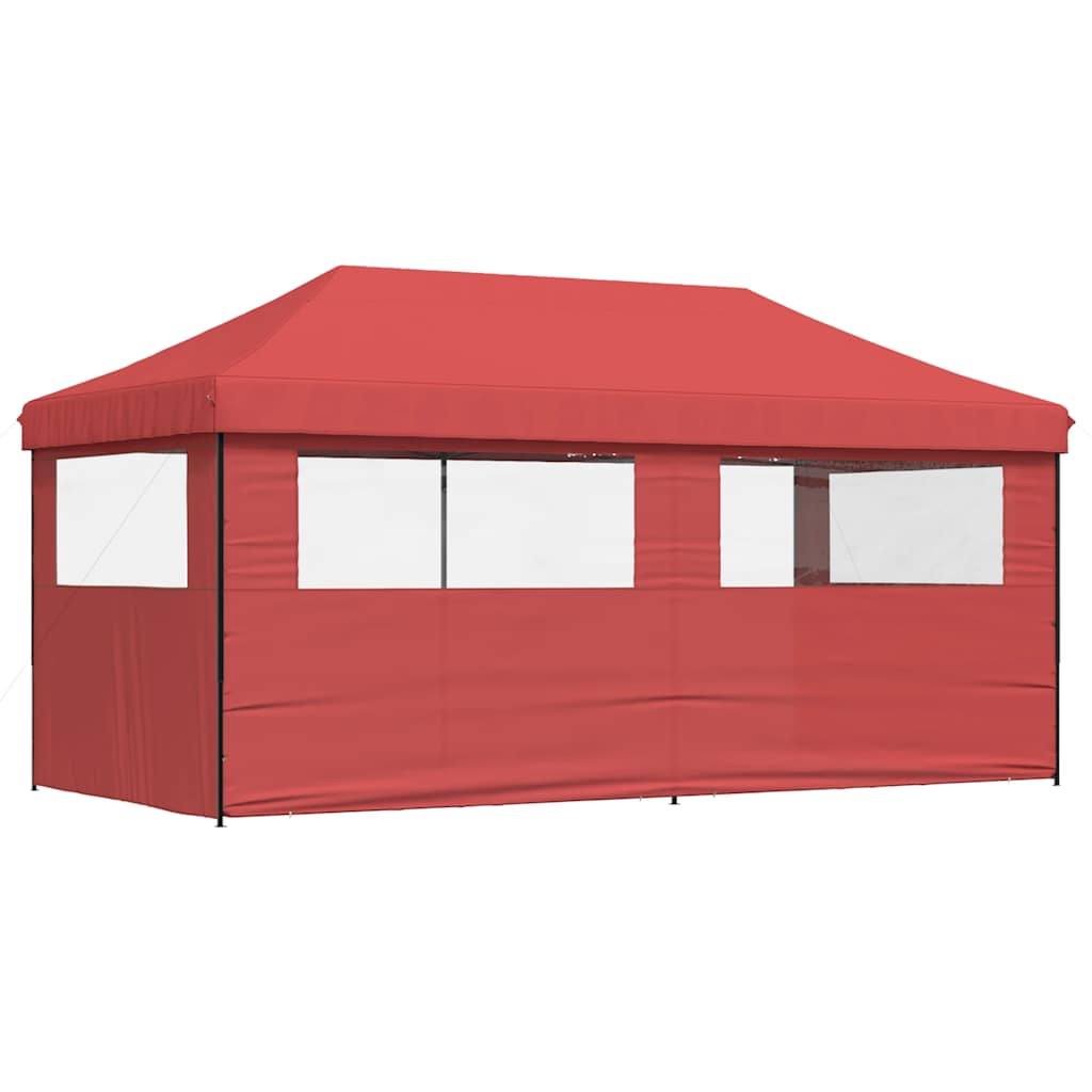 vidaXL Foldable Party Tent Pop-Up with 3 Sidewalls Burgundy