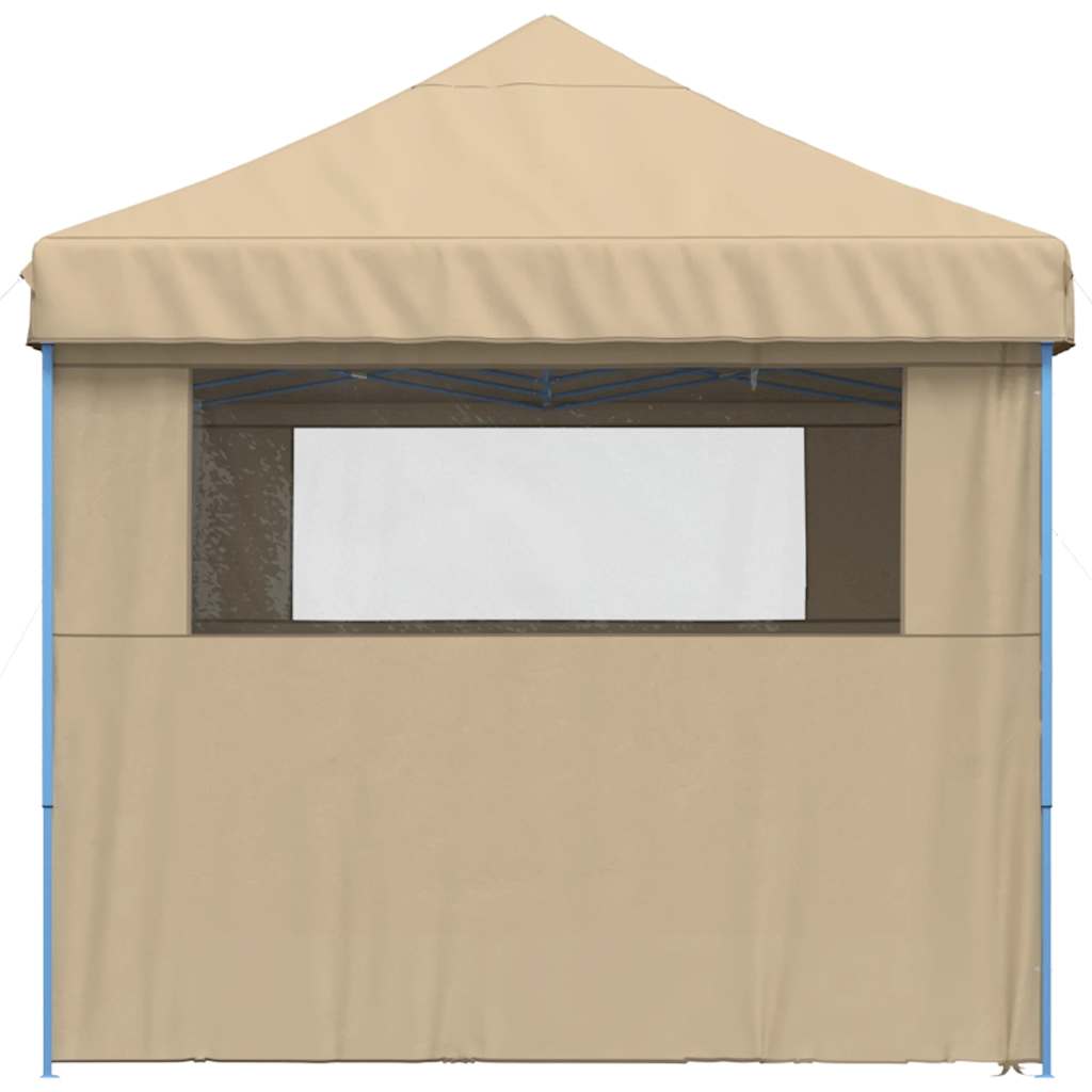 vidaXL Foldable Party Tent Pop-Up with 4 Sidewalls Beige