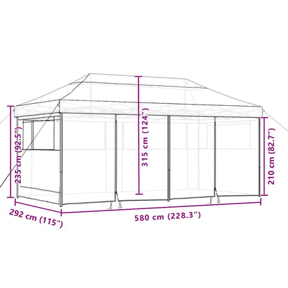 vidaXL Foldable Party Tent Pop-Up with 4 Sidewalls Beige