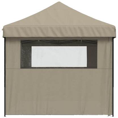vidaXL Foldable Party Tent Pop-Up with 4 Sidewalls Taupe