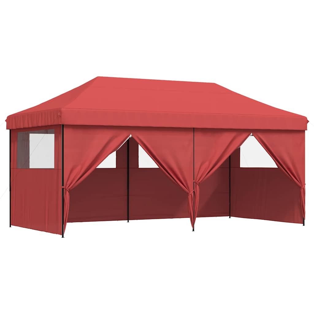 vidaXL Foldable Party Tent Pop-Up with 4 Sidewalls Burgundy