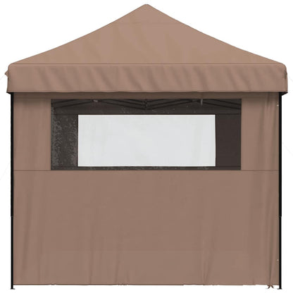 vidaXL Foldable Party Tent Pop-Up with 4 Sidewalls Brown