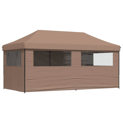 vidaXL Foldable Party Tent Pop-Up with 4 Sidewalls Brown