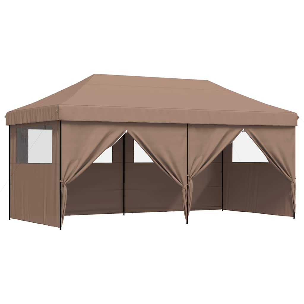 vidaXL Foldable Party Tent Pop-Up with 4 Sidewalls Brown