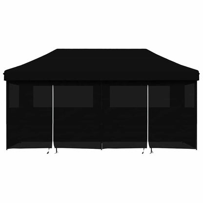 vidaXL Foldable Party Tent Pop-Up with 4 Sidewalls Black