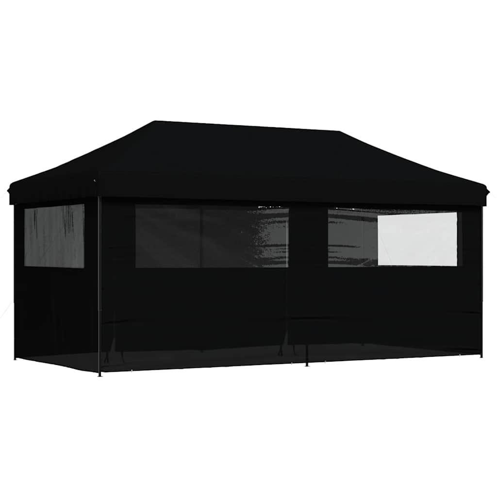 vidaXL Foldable Party Tent Pop-Up with 4 Sidewalls Black