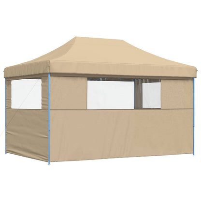 vidaXL Foldable Party Tent Pop-Up with 3 Sidewalls Beige