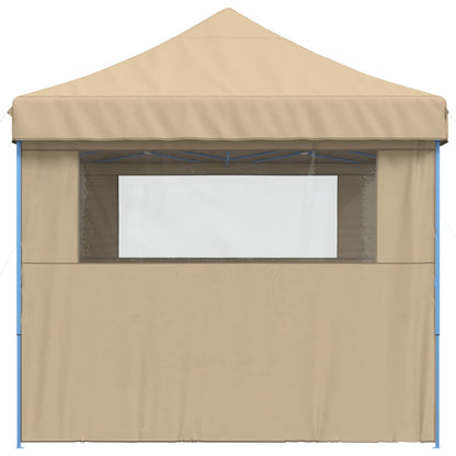vidaXL Foldable Party Tent Pop-Up with 3 Sidewalls Beige