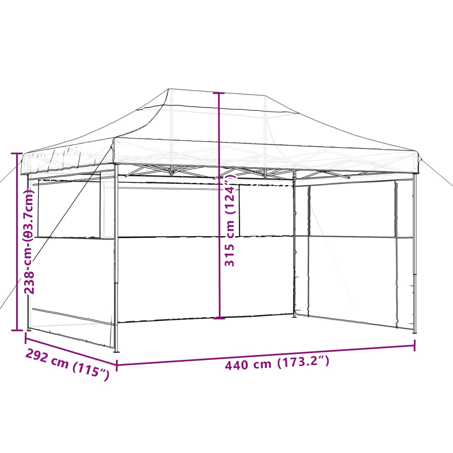 vidaXL Foldable Party Tent Pop-Up with 3 Sidewalls Green