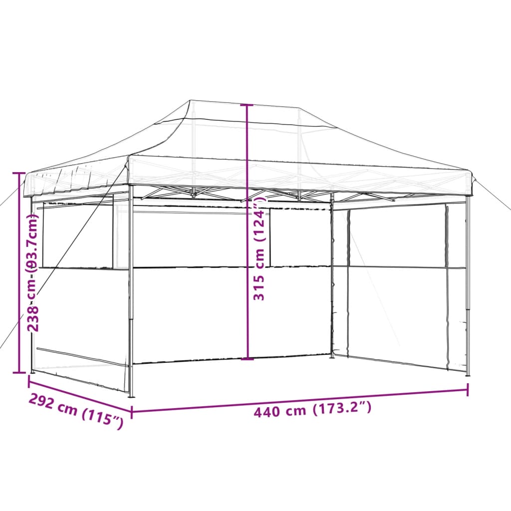vidaXL Foldable Party Tent Pop-Up with 3 Sidewalls Orange