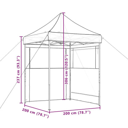 vidaXL Foldable Party Tent Pop-Up with 2 Sidewalls Black