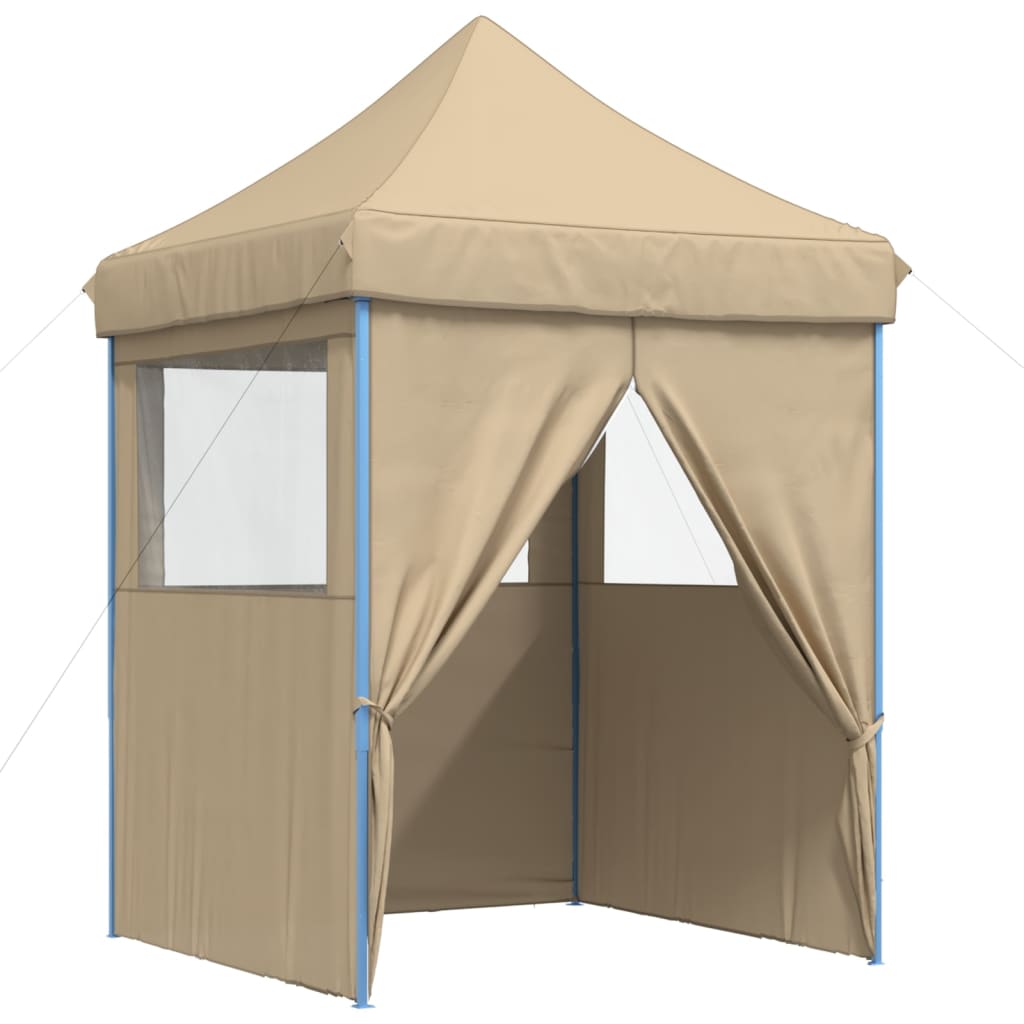 vidaXL Foldable Party Tent Pop-Up with 4 Sidewalls Beige