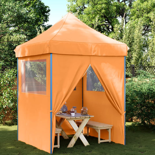 vidaXL Foldable Party Tent Pop-Up with 4 Sidewalls Orange