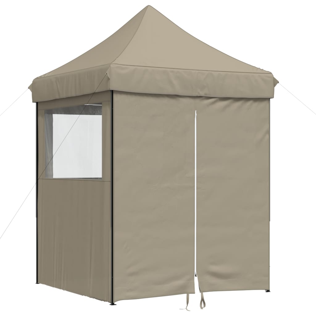 vidaXL Foldable Party Tent Pop-Up with 4 Sidewalls Taupe
