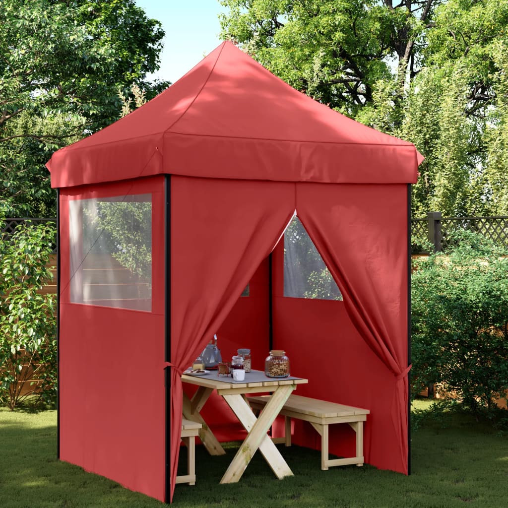 vidaXL Foldable Party Tent Pop-Up with 4 Sidewalls Burgundy