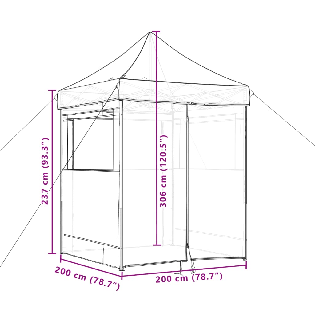 vidaXL Foldable Party Tent Pop-Up with 4 Sidewalls Brown