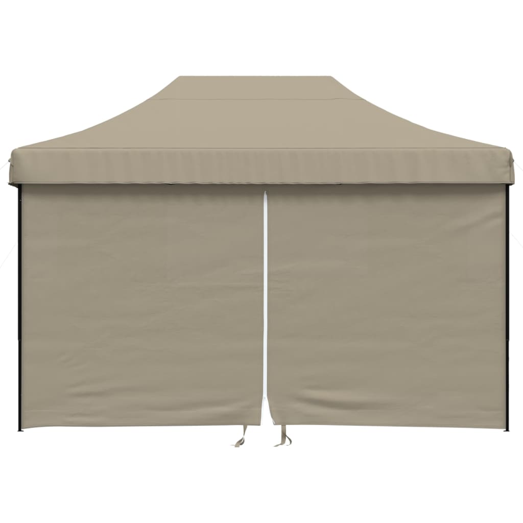 vidaXL Foldable Party Tent Pop-Up with 4 Sidewalls Taupe