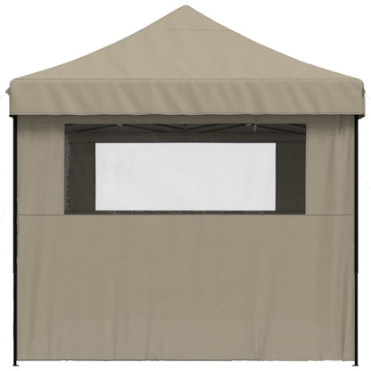 vidaXL Foldable Party Tent Pop-Up with 4 Sidewalls Taupe