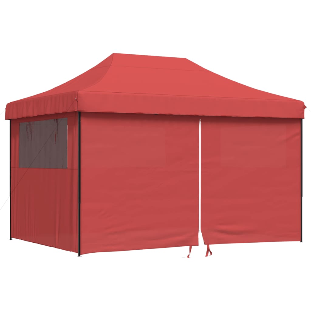 vidaXL Foldable Party Tent Pop-Up with 4 Sidewalls Burgundy