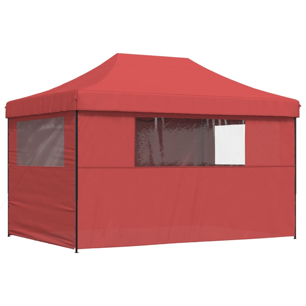 vidaXL Foldable Party Tent Pop-Up with 4 Sidewalls Burgundy