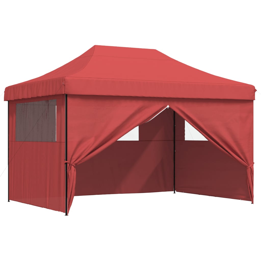 vidaXL Foldable Party Tent Pop-Up with 4 Sidewalls Burgundy