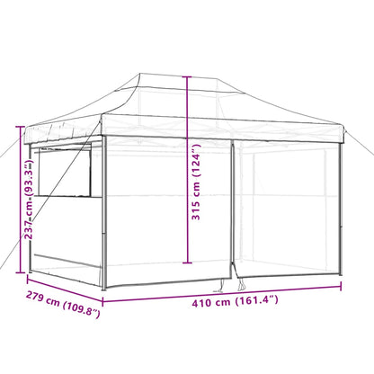 vidaXL Foldable Party Tent Pop-Up with 4 Sidewalls Burgundy