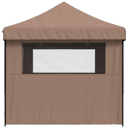 vidaXL Foldable Party Tent Pop-Up with 4 Sidewalls Brown