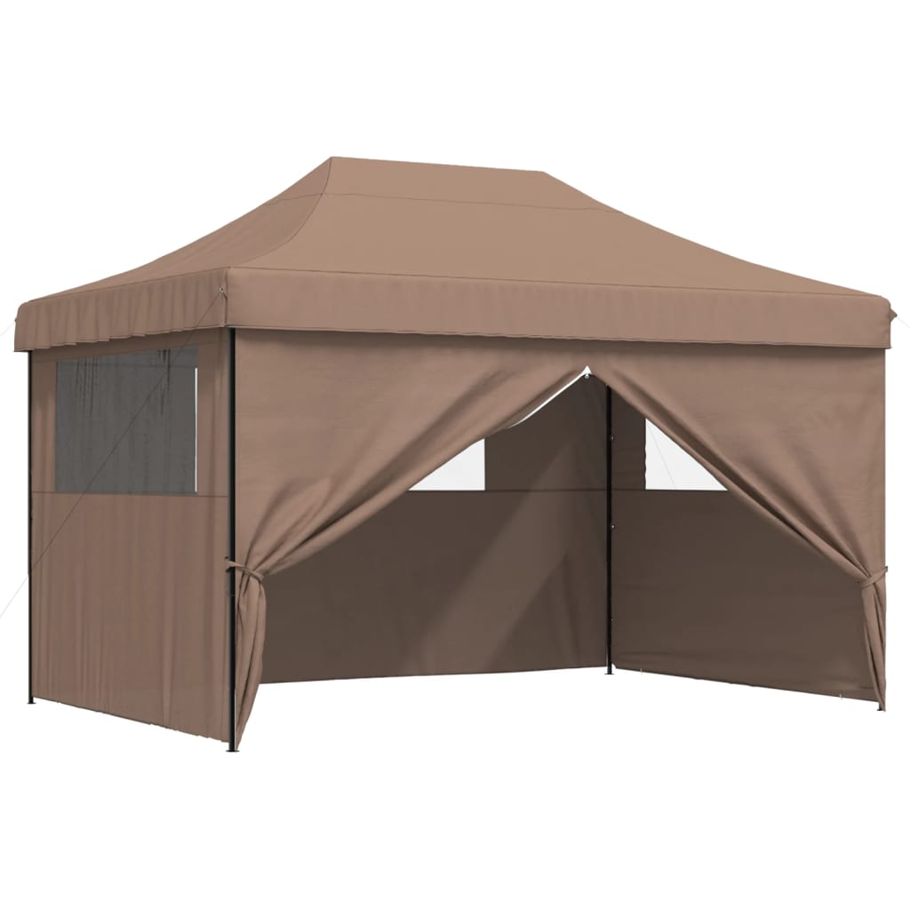 vidaXL Foldable Party Tent Pop-Up with 4 Sidewalls Brown