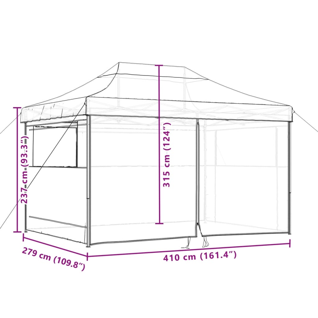 vidaXL Foldable Party Tent Pop-Up with 4 Sidewalls Brown
