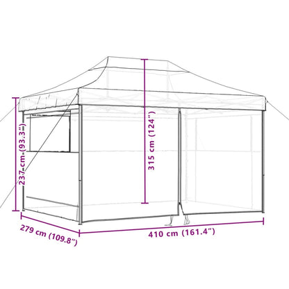 vidaXL Foldable Party Tent Pop-Up with 4 Sidewalls Brown