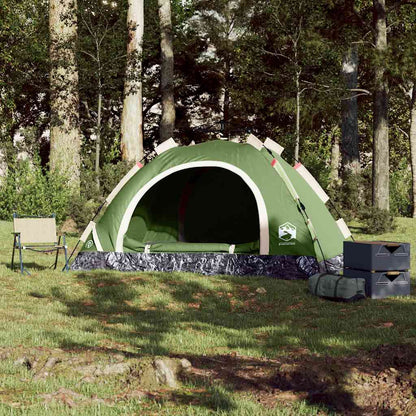 vidaXL Camping Tent 3-Person Green Quick Release