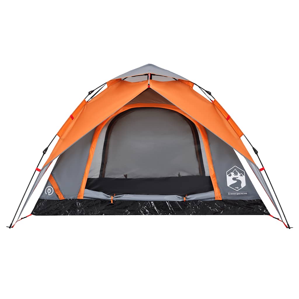 vidaXL Camping Tent Dome 4-Person Grey and Orange Quick Release