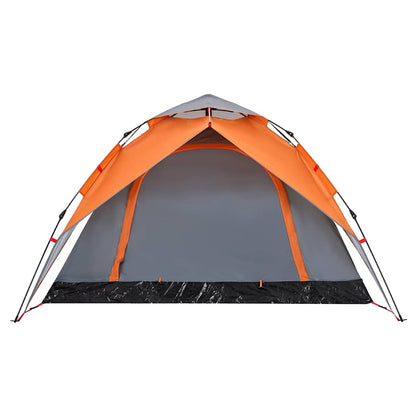 vidaXL Camping Tent Dome 4-Person Grey and Orange Quick Release