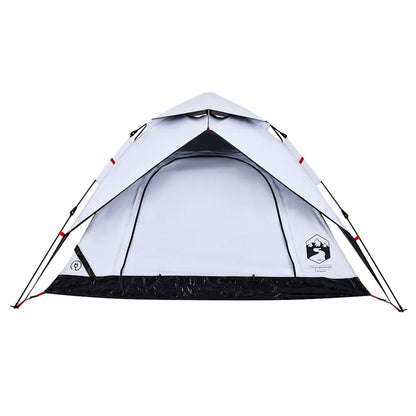 vidaXL Camping Tent Dome 4-Person White Blackout Fabric Quick Release