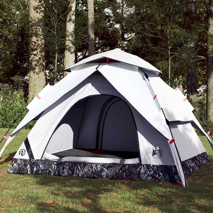 vidaXL Camping Tent Dome 4-Person White Blackout Fabric Quick Release