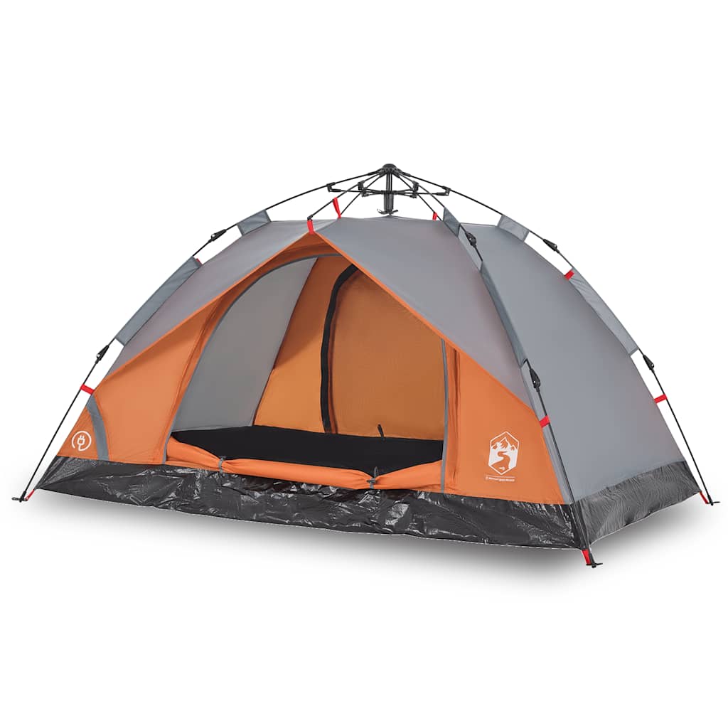 vidaXL Camping Tent Dome 2-Person Grey and Orange Quick Release
