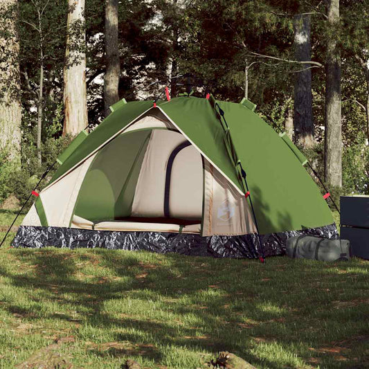 vidaXL Camping Tent Dome 3-Person Green Quick Release
